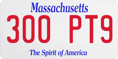 MA license plate 300PT9