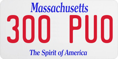 MA license plate 300PU0