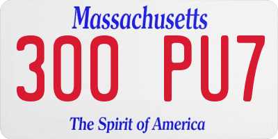 MA license plate 300PU7