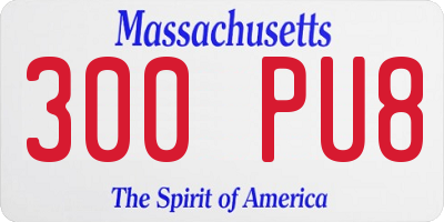 MA license plate 300PU8