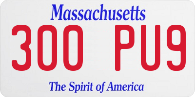 MA license plate 300PU9