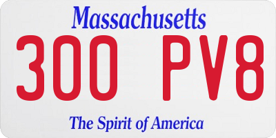 MA license plate 300PV8