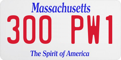 MA license plate 300PW1