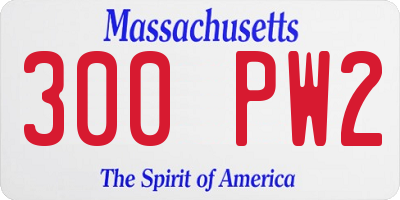 MA license plate 300PW2