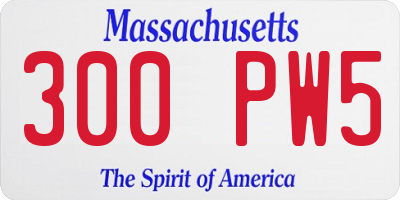 MA license plate 300PW5