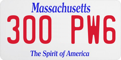 MA license plate 300PW6