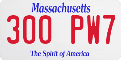 MA license plate 300PW7