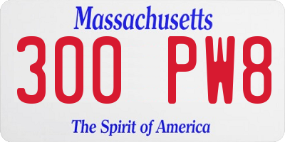 MA license plate 300PW8
