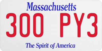 MA license plate 300PY3