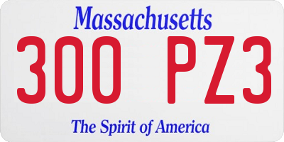MA license plate 300PZ3