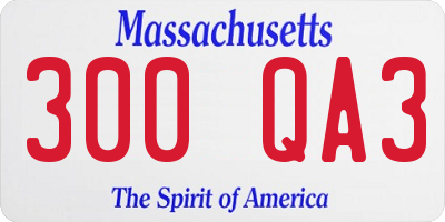MA license plate 300QA3