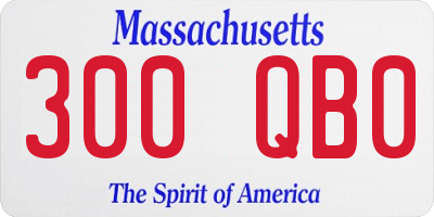 MA license plate 300QB0