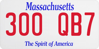 MA license plate 300QB7