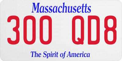 MA license plate 300QD8