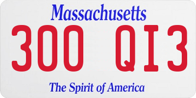 MA license plate 300QI3