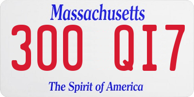 MA license plate 300QI7