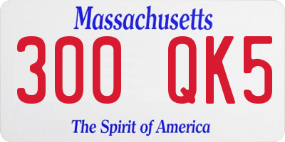 MA license plate 300QK5