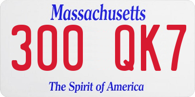 MA license plate 300QK7