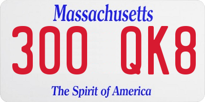 MA license plate 300QK8