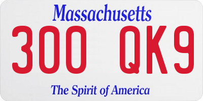 MA license plate 300QK9