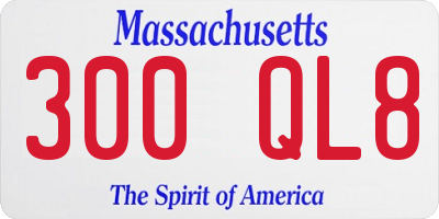 MA license plate 300QL8
