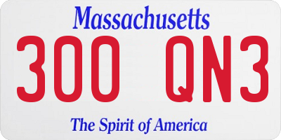 MA license plate 300QN3