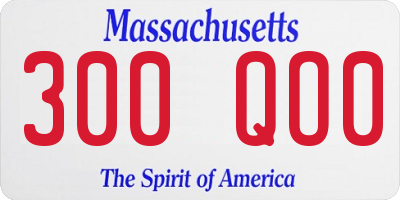 MA license plate 300QO0