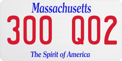 MA license plate 300QO2