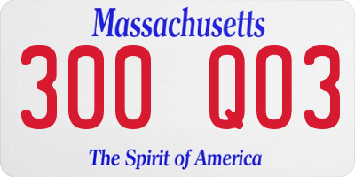 MA license plate 300QO3