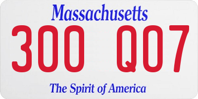 MA license plate 300QO7