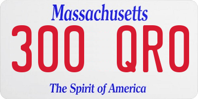 MA license plate 300QR0