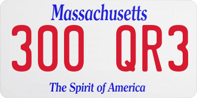 MA license plate 300QR3
