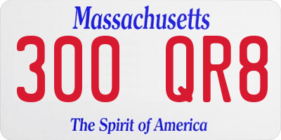 MA license plate 300QR8