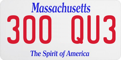 MA license plate 300QU3