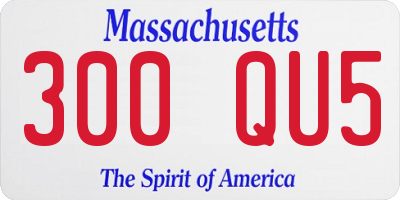 MA license plate 300QU5