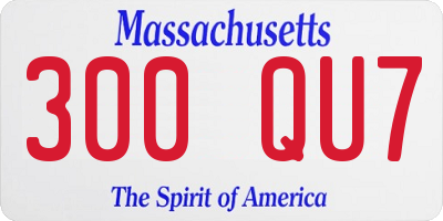 MA license plate 300QU7