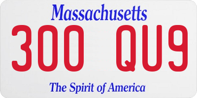 MA license plate 300QU9