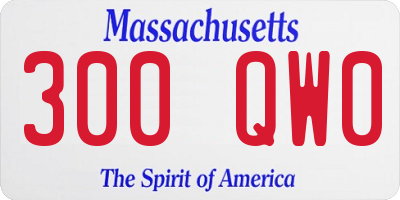 MA license plate 300QW0