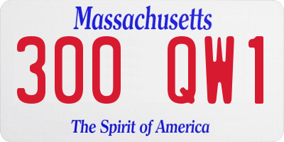 MA license plate 300QW1