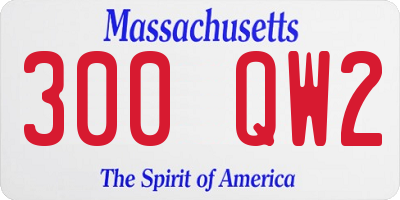 MA license plate 300QW2