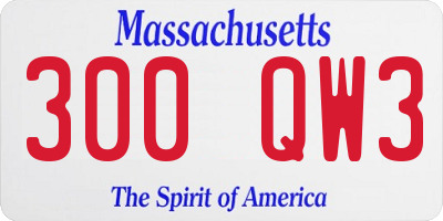 MA license plate 300QW3