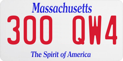MA license plate 300QW4