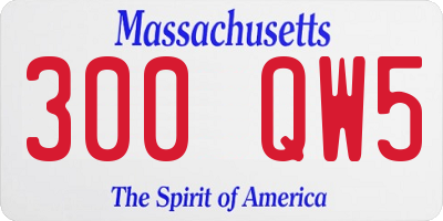 MA license plate 300QW5