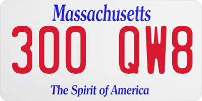 MA license plate 300QW8