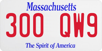 MA license plate 300QW9
