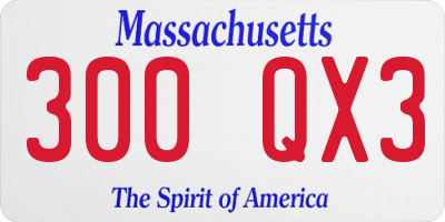 MA license plate 300QX3
