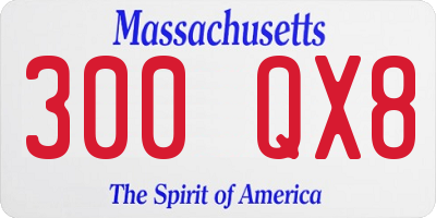 MA license plate 300QX8