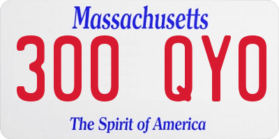 MA license plate 300QY0