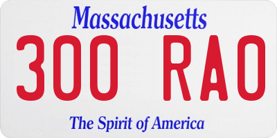 MA license plate 300RA0