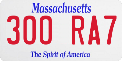 MA license plate 300RA7